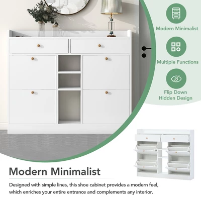 Modern Multifunctional Shoe Cabinet With 4 Turnover Drawers - ModernLuxe 8 Modern Multifunctional Shoe Cabinet With 4 Turnover Drawers - ModernLuxe - Image 8