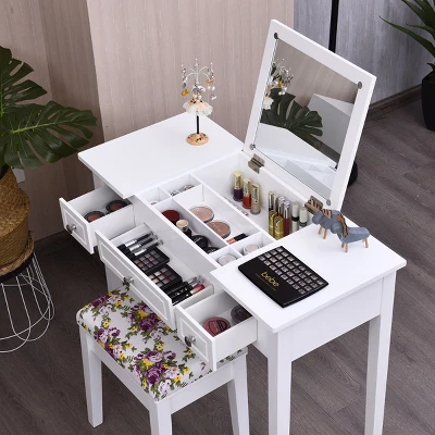 Costway Vanity Dressing Table Flip Top 7 Compartments Makeup Desk 8 Costway Vanity Dressing Table Flip Top 7 Compartments Makeup Desk - Image 8