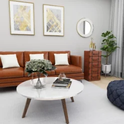 Traditional Faux Leather 5 Drawer Chest Camel Brown - Olivia & May -Furniture Series Store GUEST 6ebd4c3c 054d 45a5 a071 a1610901fa07