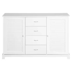HOMCOM 47" Modern Storage Cabinet Buffet Sideboard With Drawers And Louvered Doors- White -Furniture Series Store GUEST 6eecc1cd d9a5 4b6c 9ff9 6bfd0c9a3451