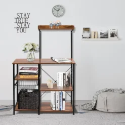 Costway 4-Tier Vintage Kitchen Baker's Rack Utility Microwave Stand W/ Basket & 5 Hooks 16 Costway 4-Tier Vintage Kitchen Baker's Rack Utility Microwave Stand W/ Basket & 5 Hooks -Furniture Series Store GUEST 6f91a8b4 7336 4d48 92d8 a31479990f53