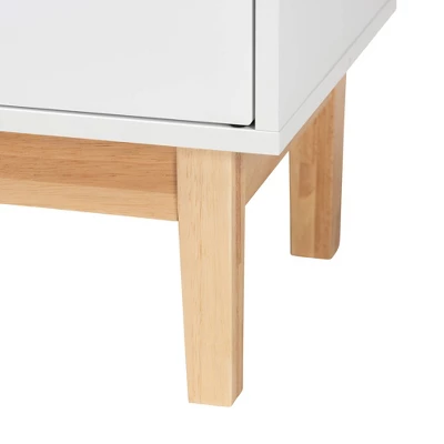 Kamana Two-Tone Wood And Metal 2 Door Storage Cabinet White/Gold/Oak Brown - Baxton Studio 6 Kamana Two-Tone Wood And Metal 2 Door Storage Cabinet White/Gold/Oak Brown - Baxton Studio - Image 6