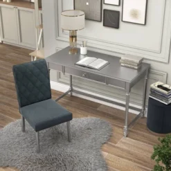 2pc Singger Writing Desk With Chair Gray - HOMES: Inside + Out -Furniture Series Store GUEST 71150932 5aab 46fc 8938 81ddac3b805e