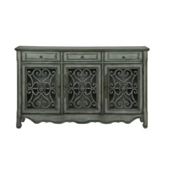 Mia 3 Drawer 3 Door Credenza Green - Treasure Trove Accents