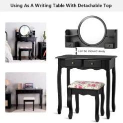 Tangkula Vanity Table Set W/Detachable Mirror & Stool Black/White 13 Tangkula Vanity Table Set W/Detachable Mirror & Stool Black/White -Furniture Series Store GUEST 7172335f 408a 455b 91b6 1321f1fd5241