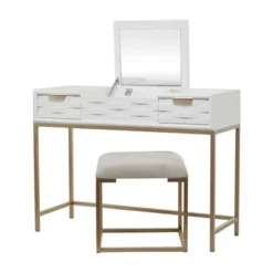 Contemporary Wood Console Table Dressing Table Desk With Mirror And Stool Set - Olivia & May -Furniture Series Store GUEST 72f97ac1 5b5c 4e39 80b9 4faed2c118fa
