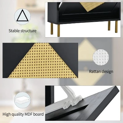 23.6" Rattan Modern Shoe Cabinet With 2 Flap Drawers - ModernLuxe 5 23.6" Rattan Modern Shoe Cabinet With 2 Flap Drawers - ModernLuxe - Image 5