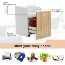 Costway File Cabinet With 2 Drawers Mobile Filing Cabinet W/Wheel For Letter Size -Furniture Series Store GUEST 73d679ed 01ee 42d5 ba95 284050f188a7