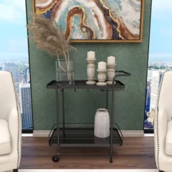 Contemporary Metal Bar Cart Black - Olivia & May 35 Contemporary Metal Bar Cart Black - Olivia & May -Furniture Series Store GUEST 741de733 b0b0 479d bbc3 c0d66095aa32