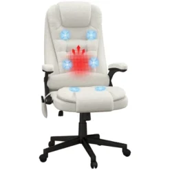HOMCOM 6 Point Vibrating Massage Office Chair With Heat, Linen High Back Executive Office Chair With Reclining Backrest, Armrests -Furniture Series Store GUEST 757abc31 8999 492e 8565 76935f48a5f4