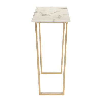 Modern Faux Marble And Stainless Steel 47" Rectangular Console Table - Stone/Gold - ZM Home 4 Modern Faux Marble And Stainless Steel 47" Rectangular Console Table - Stone/Gold - ZM Home - Image 4