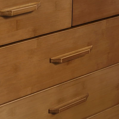 HOMCOM Tall Dresser For Bedroom, 5 Drawer Dresser, Chest Of Drawers With Bamboo Frame, Brown 5 HOMCOM Tall Dresser For Bedroom, 5 Drawer Dresser, Chest Of Drawers With Bamboo Frame, Brown - Image 5