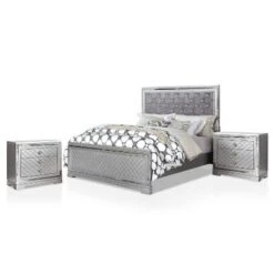 3pc Tenaya Bed With 2 Nightstands Set Silver/Gray - HOMES: Inside + Out -Furniture Series Store GUEST 78023d2a d52f 496e bf22 69b9ec721854