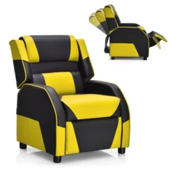 Costway Kids Youth Gaming Sofa Recliner W/Headrest & Footrest PU Leather YellowWhiteBluePink -Furniture Series Store GUEST 78086020 4c46 429d 81ed a3240ad3b0ba
