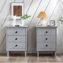 Stiva Classic Mid-Century Modern 3 Drawer Nightstand - Saracina Home -Furniture Series Store GUEST 79e0c241 ae4b 4ed6 8df7 0d185bec4308