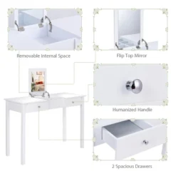 Costway Vanity Table Dressing Table Flip Top Desk Furniture White 16 Costway Vanity Table Dressing Table Flip Top Desk Furniture White -Furniture Series Store GUEST 7c71cdcb 5cbc 4237 a414 6a67e5e56d5a