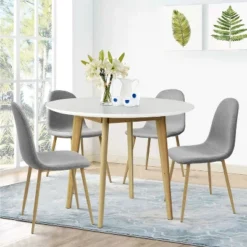 Norman9075+Spoon 4 -Piece Round-Shaped With 4 Upholstered Chairs Dining Set -The Pop Maison -Furniture Series Store GUEST 7ca9d7da 06b0 4f7d 8d8c 005a463dbdef