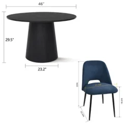 Dwen+Edwin 5-Piece 46" Manufactured Grain And 21.6" Wider Seat 4 Upholstered Fabric Chairs Modern Round Dining Table Set-The Pop Maison -Furniture Series Store GUEST 7d19c097 4d0b 4fbb 9c41 fa395c26f667