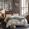 Queen Renu Headboard Light Brown/Gun Metal