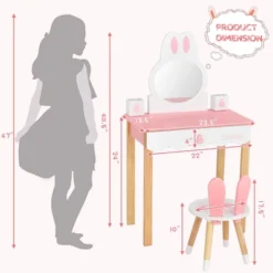 Costway Kids Vanity Set Rabbit Makeup Dressing Table Chair Set W/ Mirror Drawer WhitePink -Furniture Series Store GUEST 7fe9b50c 6d90 4a82 a005 0b8554e38dd9