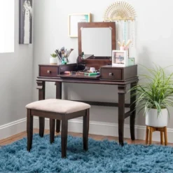Home Angela Vanity Set Walnut - Linon -Furniture Series Store GUEST 80e009a7 6fda 4795 acd3 12eabadaccf3