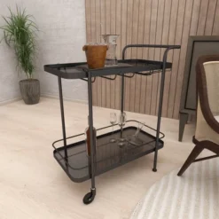 Contemporary Metal Bar Cart Black - Olivia & May 37 Contemporary Metal Bar Cart Black - Olivia & May -Furniture Series Store GUEST 81265517 da5e 4a01 9962 7d970ab53440