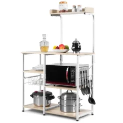 Costway 4-Tier Vintage Kitchen Baker's Rack Utility Microwave Stand W/ Basket & 5 Hooks 24 Costway 4-Tier Vintage Kitchen Baker's Rack Utility Microwave Stand W/ Basket & 5 Hooks -Furniture Series Store GUEST 81663026 a8fa 41cc 97dc 8c829f506c56