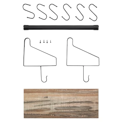 6 Hook Amelia Wall Shelf With Hanging Rod Black/Rustic - Danya B. 6 6 Hook Amelia Wall Shelf With Hanging Rod Black/Rustic - Danya B. - Image 6