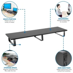 Mount-It! Extra Long Monitor Desk Riser, Desktop Organizer For Double Computer Screens, Laptops, Desktops, TVs, 39 Inches Extra Wide, 44 Lbs. Capacity -Furniture Series Store GUEST 835904ba a7b6 49b3 8089 e249b5b5abcc