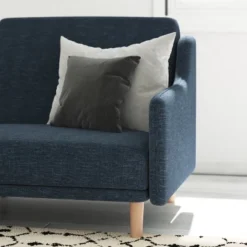 Emma And Oliver Plush Padded Upholstered Split Back Sofa Futon With Smooth Curved Removable Arms And Wooden Legs -Furniture Series Store GUEST 83cd44ad 6352 4aa6 a586 2c31f538c776