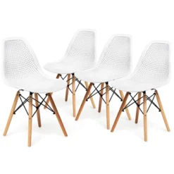 Costway Set Of 4 Plastic Hollow Out Chair Mid Century Modern Wood-Leg Seat 21 Costway Set Of 4 Plastic Hollow Out Chair Mid Century Modern Wood-Leg Seat -Furniture Series Store GUEST 85240bb3 bb13 49f9 a932 6b1fe971d243