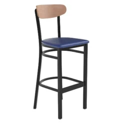 Emma And Oliver Industrial Barstool With Rolled Steel Frame And Solid Wood Seat - 500 Lbs. Static Weight Capacity -Furniture Series Store GUEST 8554fb26 0d61 48d7 8373 e3143d1ff179