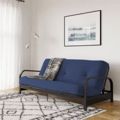 Full Axton Metal Arm Futon Frame With Mattress - Room & Joy