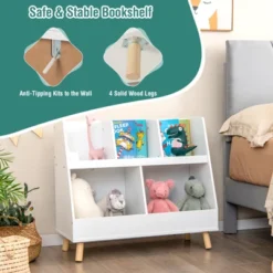 Costway 5-Cube Kids Bookshelf And Toy Organizer Wooden Storage Bookcase With Wood Legs -Furniture Series Store GUEST 8763035b 4921 4e56 bd2f c048979fc720