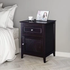 Costway End Table Nightstand Living Room Furniture Espresso Beechwood -Furniture Series Store GUEST 8782aada 882b 4535 953b eddefee07ce2