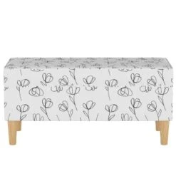Storage Bench Contoured Tulips White - Skyline Furniture