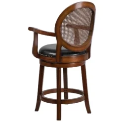 Flash Furniture 26'' High Expresso Wood Counter Height Stool With Arms, Woven Rattan Back And Black LeatherSoft Swivel Seat -Furniture Series Store GUEST 8a93869c 5075 41a8 a31c ac1eb45e05fa