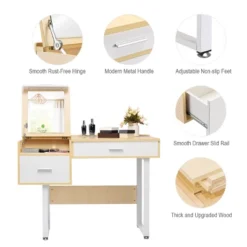 Costway Vanity Table Flip Top Square Makeup Table Writing Table -Furniture Series Store GUEST 8aac3f29 e4e2 49c0 8198 192c72eaadf8
