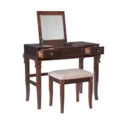 Home Angela Vanity Set Walnut - Linon -Furniture Series Store GUEST 8b016f2e 47ac 4307 bae4 ea4192769592