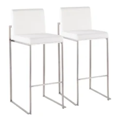 Set Of 2 Fuji High Back Stainless Steel/Velvet Barstools - LumiSource -Furniture Series Store GUEST 8bcada01 18df 4006 8866 1e6cd60bd307