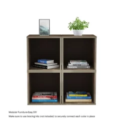 End Table - Stackable Contemporary Minimalist Modular Cube Accent Table Or Shadowbox For Bedroom, Living Room Or Office By Hastings Home (Gray) -Furniture Series Store GUEST 8c6e20cf 9959 4514 9a3f d7779ad94e09