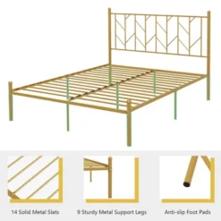 Costway Full/Queen/Twin Size Metal Platform Bed Frame Vintage Headboard Mattress Foundation Gold -Furniture Series Store GUEST 8d1507ea 7cbb 489a b5db 97768539c69e