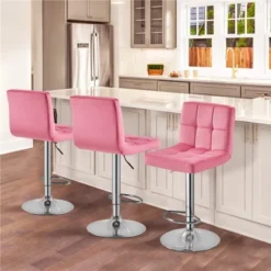 Yaheetech 2pcs Adjustable Modern Velvet Swivel Bar Stool With Backrest And Large Pedestal Base -Furniture Series Store GUEST 8da61221 64b6 416e b794 67ac1012794c
