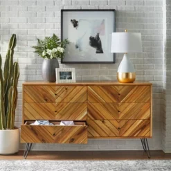Alexandria 6 Drawer Dresser Oak - Lifestorey