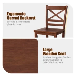 Costway Set Of 2 Bar Stools 24'' Counter Height Chairs W/ Rubber Wood Legs Walnut -Furniture Series Store GUEST 8f177480 8ae8 4bcf 8e1e 63730ad32f0e