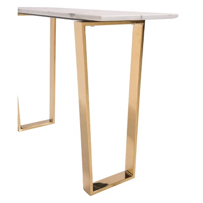 Modern Faux Marble And Stainless Steel 47" Rectangular Console Table - Stone/Gold - ZM Home 2 Modern Faux Marble And Stainless Steel 47" Rectangular Console Table - Stone/Gold - ZM Home - Image 2