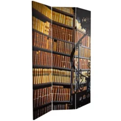 6" Double Sided Library Canvas Room Divider Brown - Oriental Furniture -Furniture Series Store GUEST 8f67ac04 2fd8 49f5 8613 bd3dacb249de