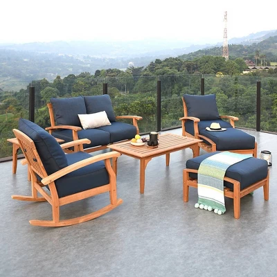 Caterina Teak Patio Rocking Chair With Cushion - Cambridge Casual 5 Caterina Teak Patio Rocking Chair With Cushion - Cambridge Casual - Image 5