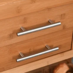 HOMCOM Bamboo Kitchen Island Cart On Wheels, Utility Trolley Cart With 2 Storage Drawers And Open Shelves, Natural -Furniture Series Store GUEST 91c0140d dc77 408a 9b6e 1abc2c363855