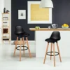Tangkula Set Of 2 Mid Century Barstool 28.5" Dining Pub Chair W/Leather Padded Seat Black